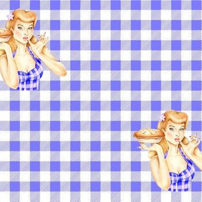 Blue Gingham Pin Up Pie Girl