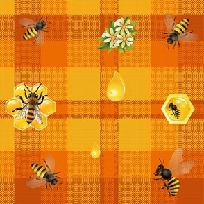 Bees On Plaids, Medium 