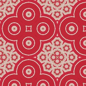 Red And White Textured  Floral l, Large