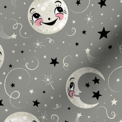 Luna Loves Stars Above on Gray Large
