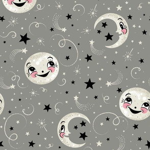 Luna Loves Stars Above on Gray Large