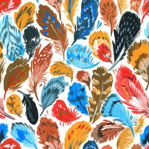 Bright pattern with bird feathers