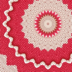 Red And White Ribbed Mandala Large 