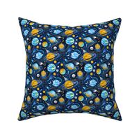 Highway to Intergalactic Adventures - Navy Blue & Mustard Yellow - Small Scale