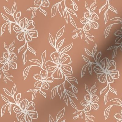 Continuous Contour Floral - Sienna - small scale