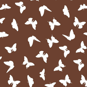 White Butterfly Brown Background Cute Aesthetic Pattern
