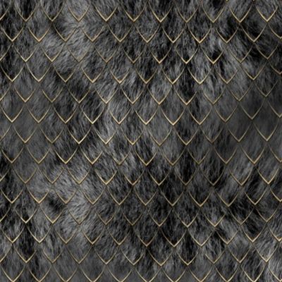 Fluffy Fur Scales! - Black, grey, and gold