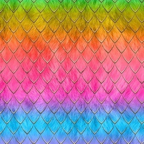 Fluffy Fur Scales! - Rainbow! gold and black