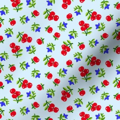 Very Cherry Floral on Blue