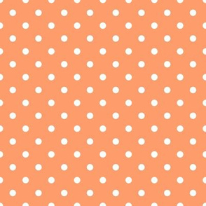 Small Polka Dot Pattern - Tangerine and White