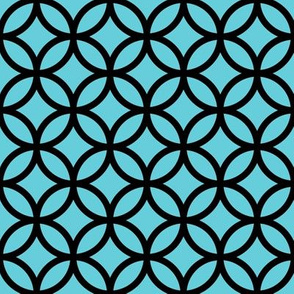 Interlocked Circles Pattern - Brilliant Blue and Black