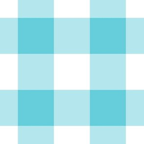 Jumbo Gingham Pattern - Brilliant Cyan and White