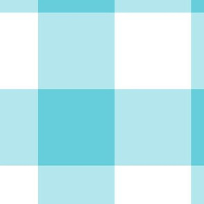 Extra Jumbo Gingham Pattern - Brilliant Cyan and White