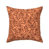 Rose Cutout Pattern - Tangerine and Black