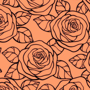 Rose Cutout Pattern - Tangerine and Black