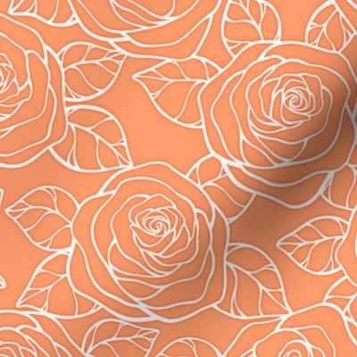 Rose Cutout Pattern - Tangerine and White
