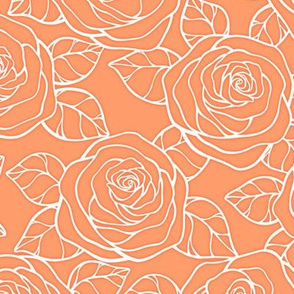 Rose Cutout Pattern - Tangerine and White