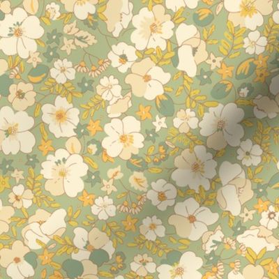 floral illustrated 70s - sage charlotte