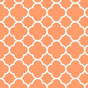 Quatrefoil Pattern - Tangerine and White