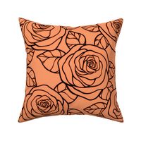 Large Rose Cutout Pattern - Tangerine and Black