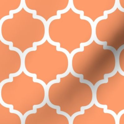 Large Moroccan Tile Pattern - Tangerine and White