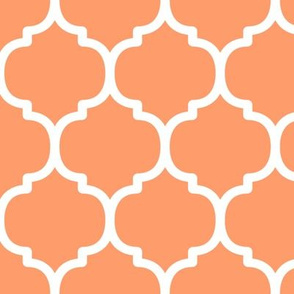 Large Moroccan Tile Pattern - Tangerine and White