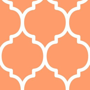 Extra Large Moroccan Tile Pattern - Tangerine and White