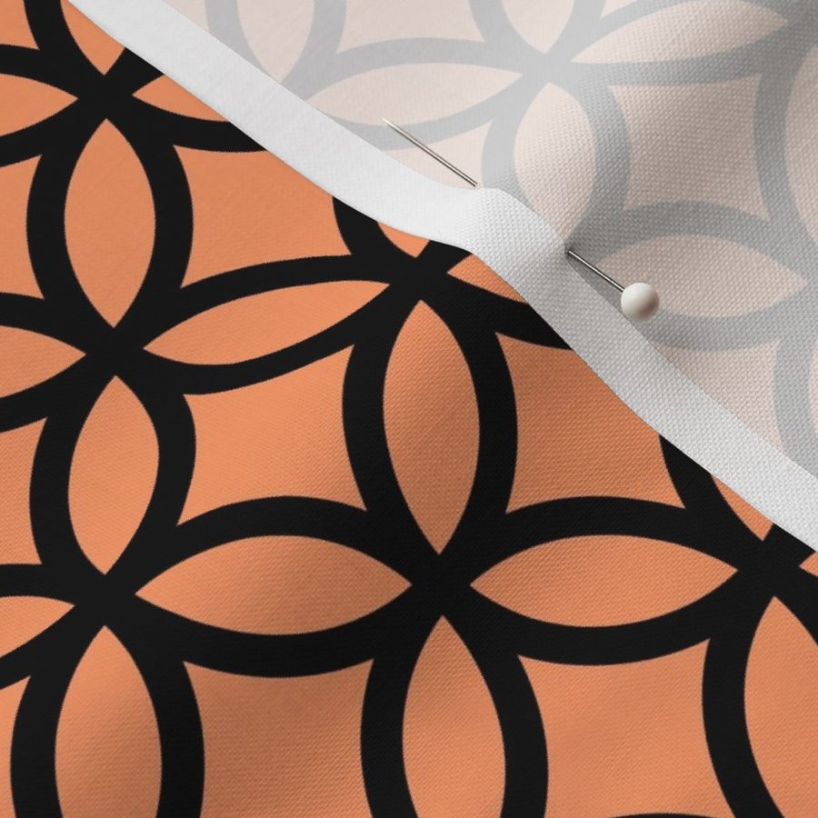 Interlocked Circles Pattern - Tangerine and Black