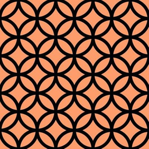 Interlocked Circles Pattern - Tangerine and Black