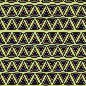 Triangles navy blue on lime green