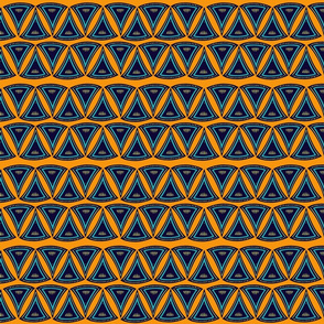 Triangles navy blue on tangerine