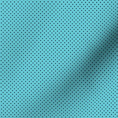 Micro Polka Dot Pattern - Brilliant Cyan and Black