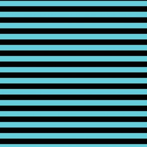 Horizontal Bengal Stripe Pattern - Brilliant Cyan and Black