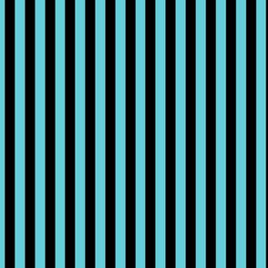 Vertical Bengal Stripe Pattern - Brilliant Cyan and Black