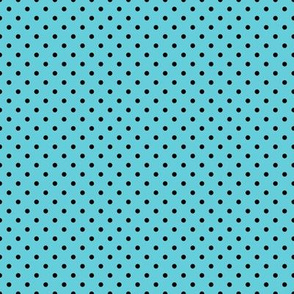 Tiny Polka Dot Pattern - Brilliant Cyan and Black
