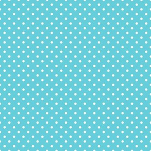 Tiny Polka Dot Pattern - Brilliant Cyan and White