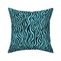 Zebra Animal Print - Brilliant Cyan and Black