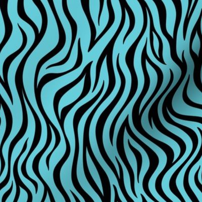 Zebra Animal Print - Brilliant Cyan and Black