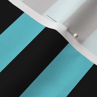 Large Horizontal Awning Stripe Pattern - Brilliant Cyan and Black