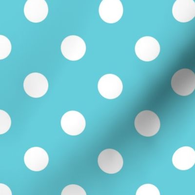 Big Polka Dot Pattern - Brilliant Cyan and White