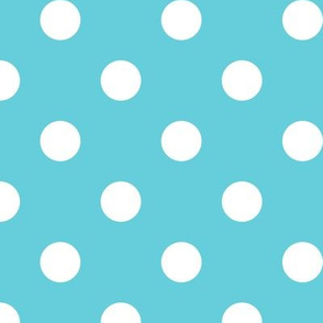 Big Polka Dot Pattern - Brilliant Cyan and White