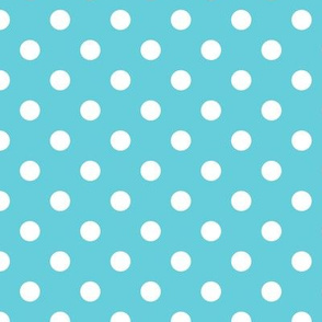 Polka Dot Pattern - Brilliant Cyan and White