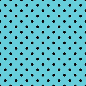 Small Polka Dot Pattern - Brilliant Cyan and Black