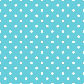 Small Polka Dot Pattern - Brilliant Cyan and White