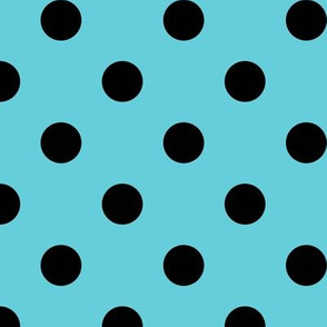 Big Polka Dot Pattern - Brilliant Cyan and Black