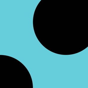 Jumbo Polka Dot Pattern - Brilliant Cyan and Black