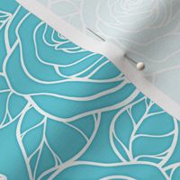 Rose Cutout Pattern - Brilliant Cyan and White