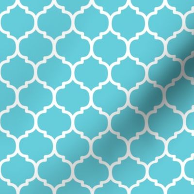 Moroccan Tile Pattern - Brilliant Cyan and White