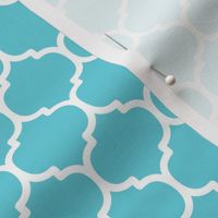 Moroccan Tile Pattern - Brilliant Cyan and White