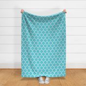 Extra Large Moroccan Tile Pattern - Brilliant Cyan and White